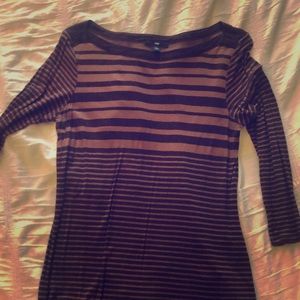 Tan striped 3/4 sleeve shirt